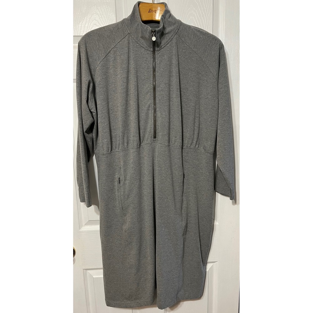 Sahalie Women's 3X Gray Long Sleeve 1/4 Zip Up Athleisure Dress Casual Comfy